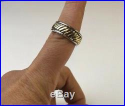 James Avery Sterling Silver & 14k Gold Rope Wedding Band Ring Size 10 Retired
