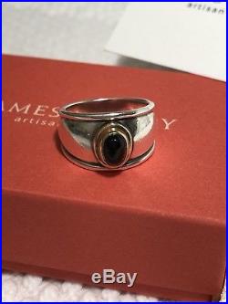James Avery Sterling Silver/18K Gold/Black Onyx Christina Ring Size 8 Retired