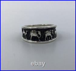 James Avery Sterling Silver 2 x 2 Camel Elephant Rhino Animal Ring Retired