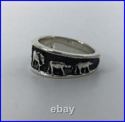 James Avery Sterling Silver 2 x 2 Camel Elephant Rhino Animal Ring Retired
