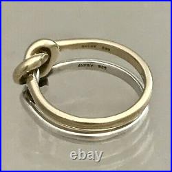 James Avery Sterling Silver 925/ 14K Yellow Gold Original Lovers Knot Ring 8.5
