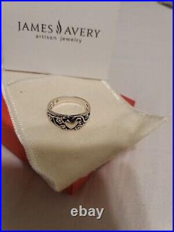 James Avery Sterling Silver. 925 Heart and Flower Vine Ring Size 7 Retired