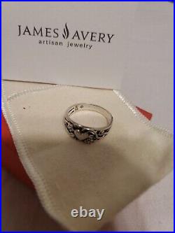 James Avery Sterling Silver. 925 Heart and Flower Vine Ring Size 7 Retired