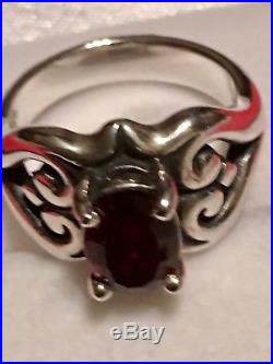 James Avery Sterling Silver. 925 Scrolled Heart Ring Ruby