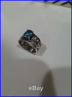 James Avery Sterling Silver Adoree Ring! Blue Topaz! Size 6 $230 GORGEOUS