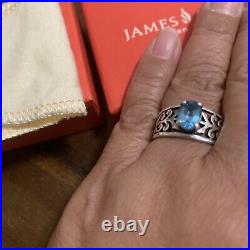 James Avery Sterling Silver Adoree Ring Blue Topaz Size 8 With Pouch And Box