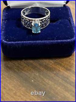 James Avery Sterling Silver Adoree Ring Blue Topaz Size 9