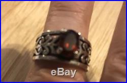 James Avery Sterling Silver Adoree Ring with Garnet Size 7-7.25