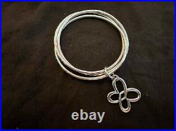 James Avery Sterling Silver Bangle Bracelet with Linked Hearts Butterfly Charm