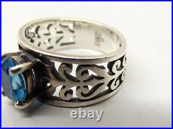 James Avery Sterling Silver Blue Topaz Ring Sz 6.25 Filigree Adoree Signed