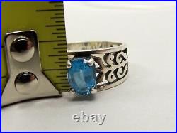 James Avery Sterling Silver Blue Topaz Ring Sz 6.25 Filigree Adoree Signed