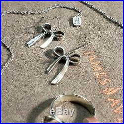 James Avery Sterling Silver Bow Set Includes Earrings, Necklace and Ring