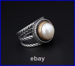 James Avery Sterling Silver Bronze Marjan Gemstone Pearl Ring Size 8 RS3201