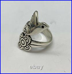 James Avery Sterling Silver Dove/Flower Bypass Ring Size 7 Retired
