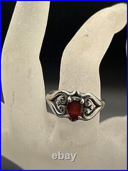 James Avery Sterling Silver Garnet Birthstone Hearts and Scrolls Size 9