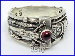 James Avery Sterling Silver Garnet Martin Luther Passion Christ INRI Ring Size 9