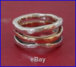 James Avery Sterling Silver & Gold Stacked Hammered Ring Size 7