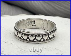 James Avery Sterling Silver Hearts Band Ring Retired Size 6