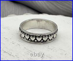 James Avery Sterling Silver Hearts Band Ring Retired Size 6