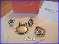 James Avery Sterling Silver OVAL ENGRAVABLE LOT Earrings Pendant Ring VGUC Retd