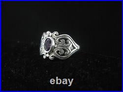 James Avery Sterling Silver Open Lattice Amethyst Hearts Scroll Ring Size 5.75