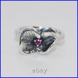 James Avery Sterling Silver PETITE BLOSSOM PINK SAPPHIRE RING Size 6 Retired