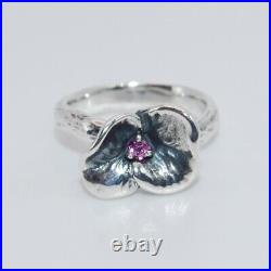 James Avery Sterling Silver PETITE BLOSSOM PINK SAPPHIRE RING Size 6 Retired