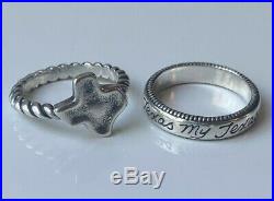 James Avery Sterling Silver Pair Lot Texas My Texas And Texas Rings Size 6