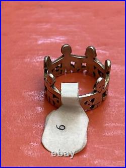James Avery Sterling Silver Paper Doll Ring Kids Holding Hands, Dogs, Flowers