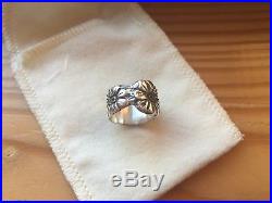 James Avery Sterling Silver Rare Flowers Wide Band Ring Sz 4