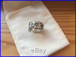 James Avery Sterling Silver Rare Flowers Wide Band Ring Sz 4