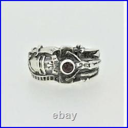 James Avery Sterling Silver Red Garnet INRI Ring Size 5.5