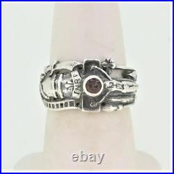 James Avery Sterling Silver Red Garnet INRI Ring Size 5.5