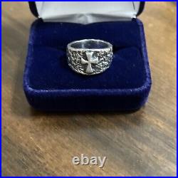 James Avery Sterling Silver Retired Hammered Cross Ring Size 6