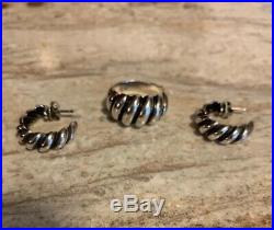James Avery Sterling Silver Retired Ring & Earring set Wave