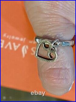 James Avery Sterling Silver Ring Open Heart Charm Dangle Size 4