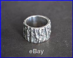 James Avery Sterling Silver Ring Tree Bark Design Hefty Weight