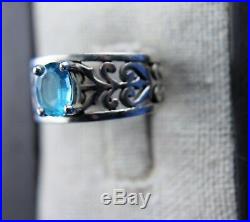 James Avery Sterling Silver Script Adoree Topaz Ring Size 5.75