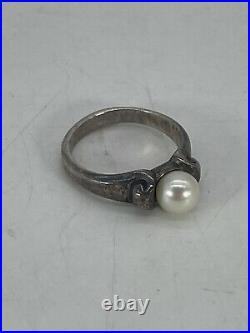 James Avery Sterling Silver Scroll Cultured Pearl Ring Size 5.5 Free Shipping