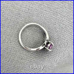 James Avery Sterling Silver Scrolled Heart Pink Sapphire Ring RARE Size 6