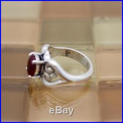 James Avery Sterling Silver Scrolled Heart Ring With Ruby Size 10, 6.9 Grams