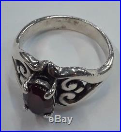 James Avery Sterling Silver Scrolled Heart Ring with Garnet Size 8 8 1/2