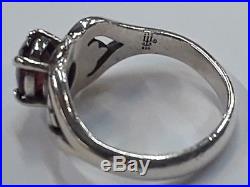 James Avery Sterling Silver Scrolled Heart Ring with Garnet Size 8 8 1/2