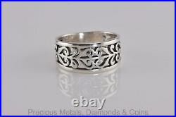James Avery Sterling Silver Scrolled Hearts Band Ring 925 Sz 8