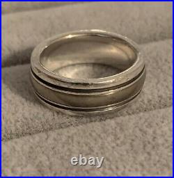 James Avery Sterling Silver Smooth Wedding Band with Titanium Ring Size 8.75