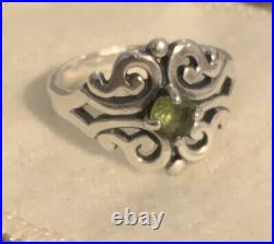 James Avery Sterling Silver Spanish Lace Green Peridot Stone Ring- Size 9.25