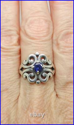 James Avery Sterling Silver Spanish Lace Ring With Sapphire Size 7 Lb-c1819