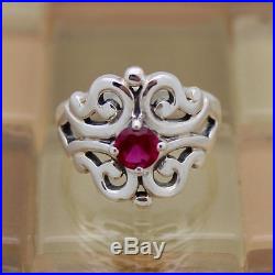 James Avery Sterling Silver Spanish Lace Ring with Ruby Size 10, 5.2 Grams
