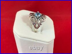 James Avery Sterling Silver Spanish Lace with Aqua Spinel Ring Size 6