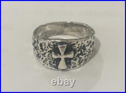 James Avery Sterling Silver Textured With Cross Ring Size 7 Retired